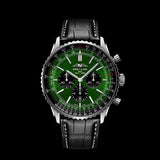 Breitling Navitimer B01 Chronograph 46 Green Dial Black Leather Strap Watch for Men - AB0137241L1P1