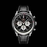 Breitling Navitimer B01 Chronograph 46 Black Dial Black Leather Strap Watch for Men - AB0137211B1P1