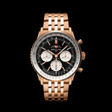 Breitling Navitimer B01 Chronograph 43 Black Dial Rose Gold Steel Strap Watch for Men - RB0138211B1R1