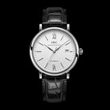 IWC Portofino Automatic White Dial Black Leather Strap Watch for Men - IW356501