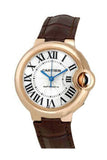 Cartier Ballon Bleu De Cartier Silver Dial Brown Leather Strap Watch for Women - W6920097