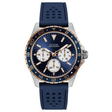 Guess Odyssey Multifunction Blue Dial Blue Rubber Strap Watch For Men - W1108G4