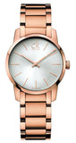 Calvin Klein City White Mother of Pearl Dial Rose Gold Steel Strap Watch for Women - K2G23646