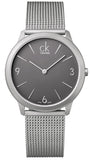 Calvin Klein Minimal Grey Dial Silver Mesh Bracelet Watch for Men - K3M51154