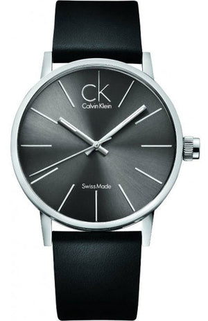 Calvin Klein Minimal Black Dial Black Leather Strap Watch for Men - K7621107