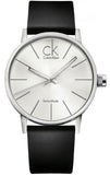 Calvin Klein Post Minimal Silver Dial Black Leather Strap Watch for Men - K7621192