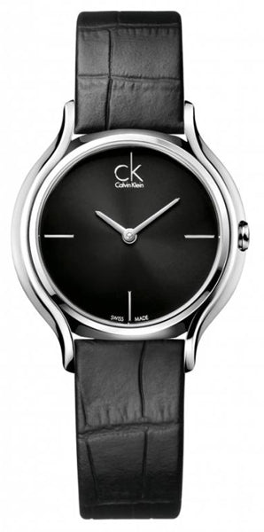 Calvin Klein Skirt Black Dial Black Leather Strap Watch for Women  - K2U231C1