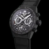 Tag Heuer Carrera Chronograph Tourbillion Ceramic Black Dial Black Leather Strap Watch for Men - CAR5A90.FC6415