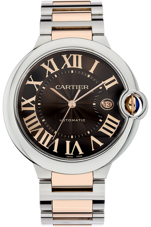 Cartier Ballon Bleu de Cartier Brown Dial Two Tone Steel Strap Watch for Men - W6920032