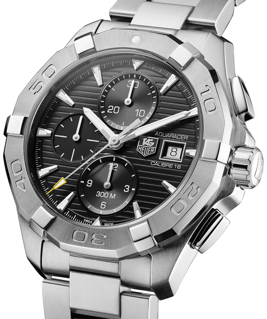 Tag Heuer Aquaracer Automatic Chronograph Black Dial Silver Steel Strap Watch for Men - CAY2110.BA0927