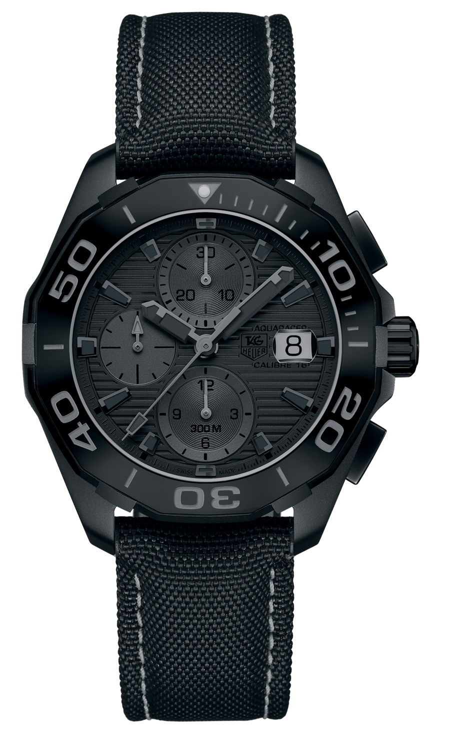 Tag Heuer Aquaracer Automatic Chronograph Special Edition Titanium Grey Dial Black Leather Strap Watch for Men - CAY218B.FC6370