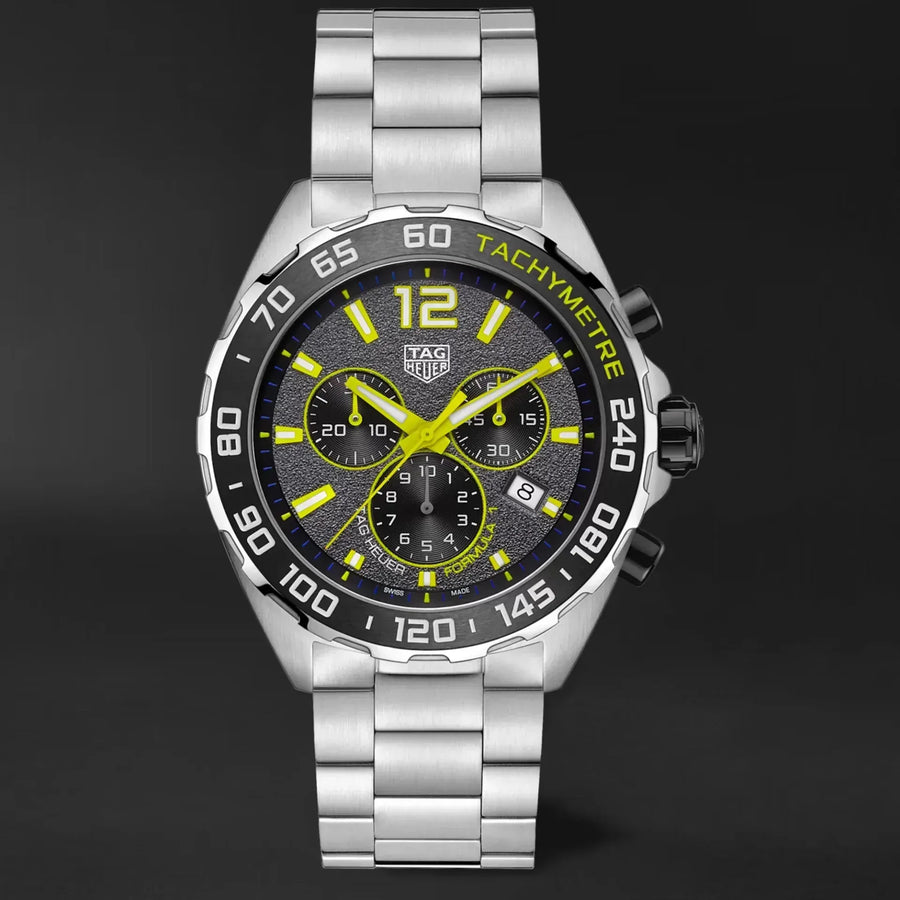 Tag Heuer Formula 1 Chronograph Grey Dial Silver Steel Strap Watch for Men - CAZ101AG.BA0842