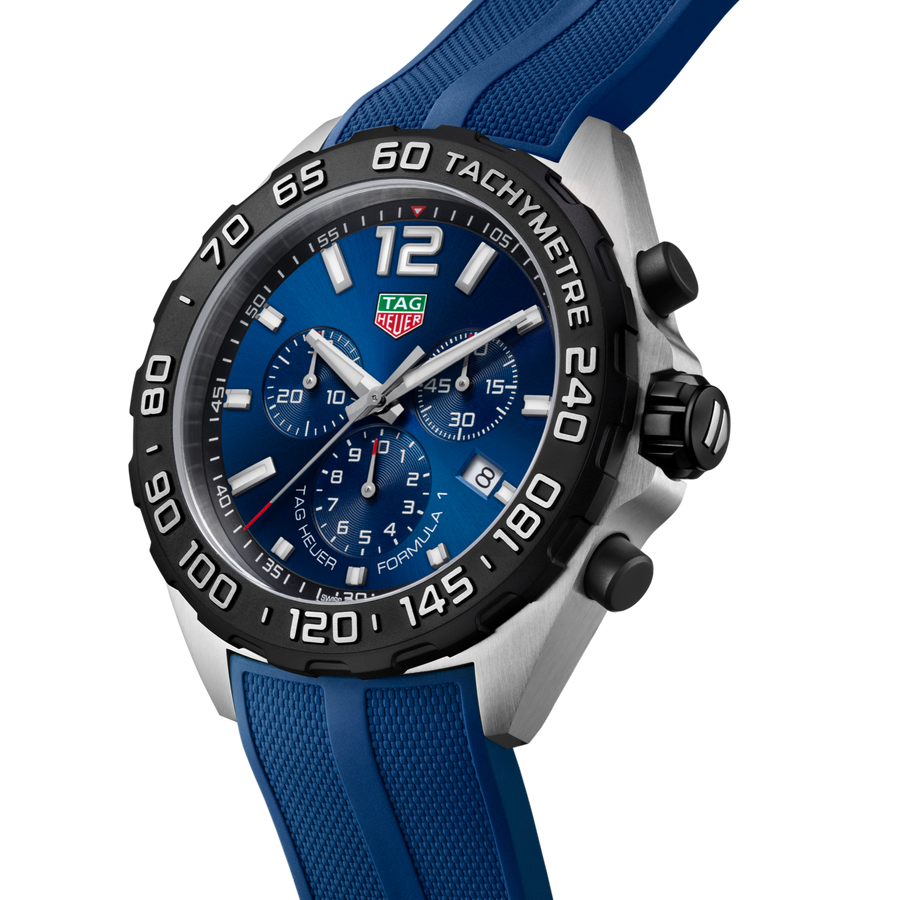 Tag Heuer Formula 1 Chronograph Blue Dial Blue Rubber Strap Watch for Men - CAZ101AV.FT8077