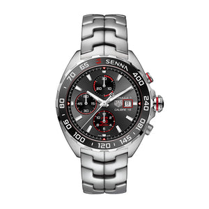 Tag Heuer Formula 1 Chronograph Senna Grey Dial Silver Steel Strap Watch for Men - CAZ201D.BA0633