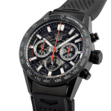 Tag Heuer Carrera Automatic Chronograph Black Dial Black Rubber Strap Watch for Men - CBG2A90.FT6173