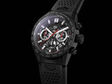 Tag Heuer Carrera Chronograph Steel & Ceramic Black Dial Black Rubber Strap Watch for Men - CBG2090.FT6145