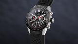 Tag Heuer Carrera Chronograph Steel & Ceramic Black Dial Black Rubber Strap Watch for Men - CBG2090.FT6145