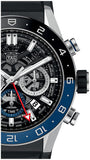 Tag Heuer Carrera Automatic Chronograph Steel & Ceramic Black Dial Black Rubber Strap Watch for Men - CBG2A1Z.FT6157