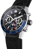 Tag Heuer Carrera Automatic Chronograph Steel & Ceramic Black Dial Black Rubber Strap Watch for Men - CBG2A1Z.FT6157