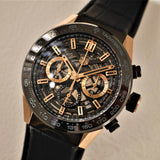 Tag Heuer Carrera Automatic Chronograph Steel & 18K Gold Dial Black Leather Strap Watch for Men - CBG2A50.FC6450