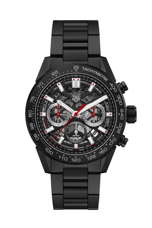 Tag Heuer Carrera Automatic Chronograph Black Dial Black Steel Strap Watch for Men - CBG2090.BH0661