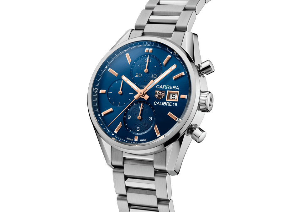 Tag Heuer Carrera Automatic Chronograph Blue Dial Silver Steel Strap Watch for Men - CBK2115.BA0715