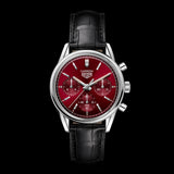 Tag Heuer Carrera Automatic Chronograph Red Dial Black Leather Strap Watch for Men - CBK221G.FC6479