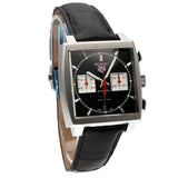 Tag Heuer Monaco Automatic Chronograph Black Dial Black Leather Strap Watch for Men - CBL2113.FC6177