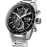 Tag Heuer Carrera Automatic Chronograph Black Dial Silver Steel Strap Watch for Men - CBM2110.BA0651