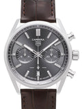 Tag Heuer Carrera Chronograph Grey Dial Brown Leather Strap Watch for Men - CBN2012.FC6483