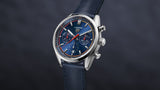 Tag Heuer Carrera Chronograph Blue Dial Blue Leather Strap Watch for Men - CBN201D.FC6543