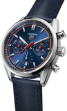 Tag Heuer Carrera Chronograph Blue Dial Blue Leather Strap Watch for Men - CBN201D.FC6543