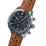 Tag Heuer Carrera Automatic Chronograph Blue Dial Brown Leather Strap Watch for Men - CBN2A1A.FC6537