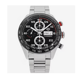 Tag Heuer Carrera Chronograph Black Dial Silver Steel Strap Watch for Men - CBN2A1AA.BA0643