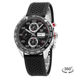 Tag Heuer Carrera Chronograph Black Dial Black Rubber Strap Watch for Men - CBN2A1AA.FT6228