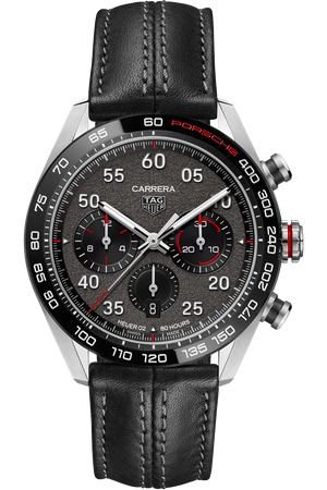 Tag Heuer Carrera Porsche Chronograph Special Edition Black Dial Black Leather Strap Watch for Men - CBN2A1F.FC6492