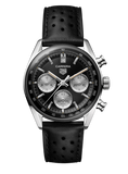 Tag Heuer Carrera Automatic Chronograph Black Dial Black Leather Strap Watch for Men - CBS2210.FC6534