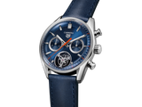 Tag Heuer Carrera Chronograph Tourbillion Blue Dial Blue Leather Strap Watch for Men - CBS5010.FC6543