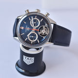 Tag Heuer Carrera Chronograph Tourbillion Blue Dial Blue Leather Strap Watch for Men - CBS5010.FC6543