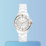 Fossil FB-01 Analog White Dial White Ceramic Strap Watch for Women - CE1107