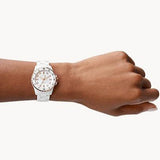 Fossil Ceramic Multifunction White Dial White Steel Strap Watch for Women - CE1006