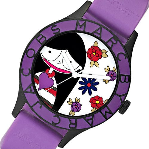 Marc Jacobs Marc White Dial Purple Silicone Strap Watch for Women - MBM5514