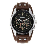 Fossil Coachman Chronograph Black Dial Brown Leather Strap Watch for Men - CH2891