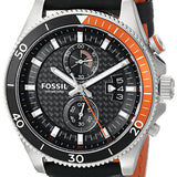 Fossil Wakefield Chronograph Black Dial Black Leather Strap Watch for Men - CH2953