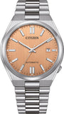 Citizen Tsuyosa Automatic Salmon Orange Dial Silver Steel Strap Watch For Men - NJ0159-86Z