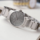 Calvin Klein City Grey Dial Silver Steel Strap Watch for Women - K2G23144