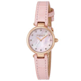 Coach Hayley Mother of Pearl Pink Dial Pink Leather Strap Watch for Women - 14503537