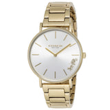 Coach Perry White Dial Gold Steel Strap Watch for Women - 14503345