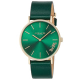 Coach Perry Green Dial Green Leather Strap Watch for Women - 14503383-C