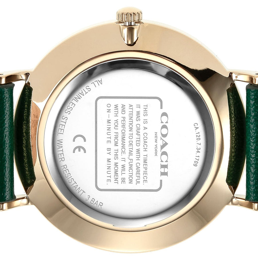 Coach Green Dial Green Leather Strap Watch for Women - 14503383